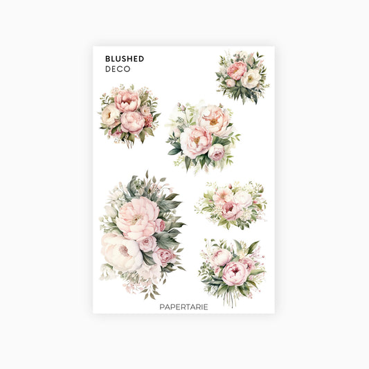 Deco Planner Stickers | Blushed | Standard Sheet | Transparent | Matte | Planner Stickers | Florals | Botanical