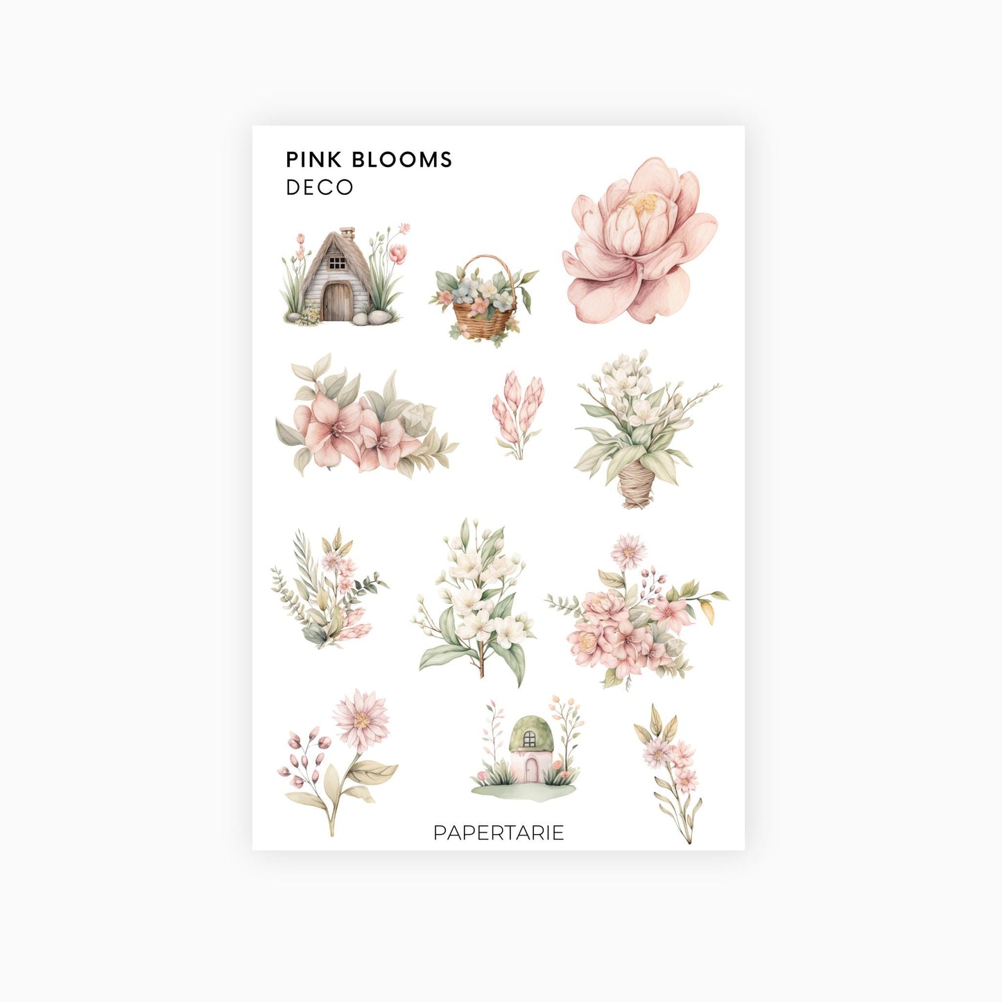 Deco Planner Stickers | Pink Blooms | Standard Sheet | Transparent | Matte | Gloss | Planner Stickers | Florals | Botanical