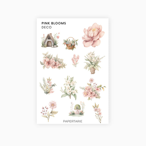 Deco Planner Stickers | Pink Blooms | Standard Sheet | Transparent | Matte | Gloss | Planner Stickers | Florals | Botanical