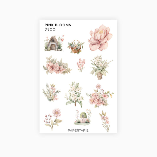 Deco Planner Stickers | Pink Blooms | Standard Sheet | Transparent | Matte | Gloss | Planner Stickers | Florals | Botanical