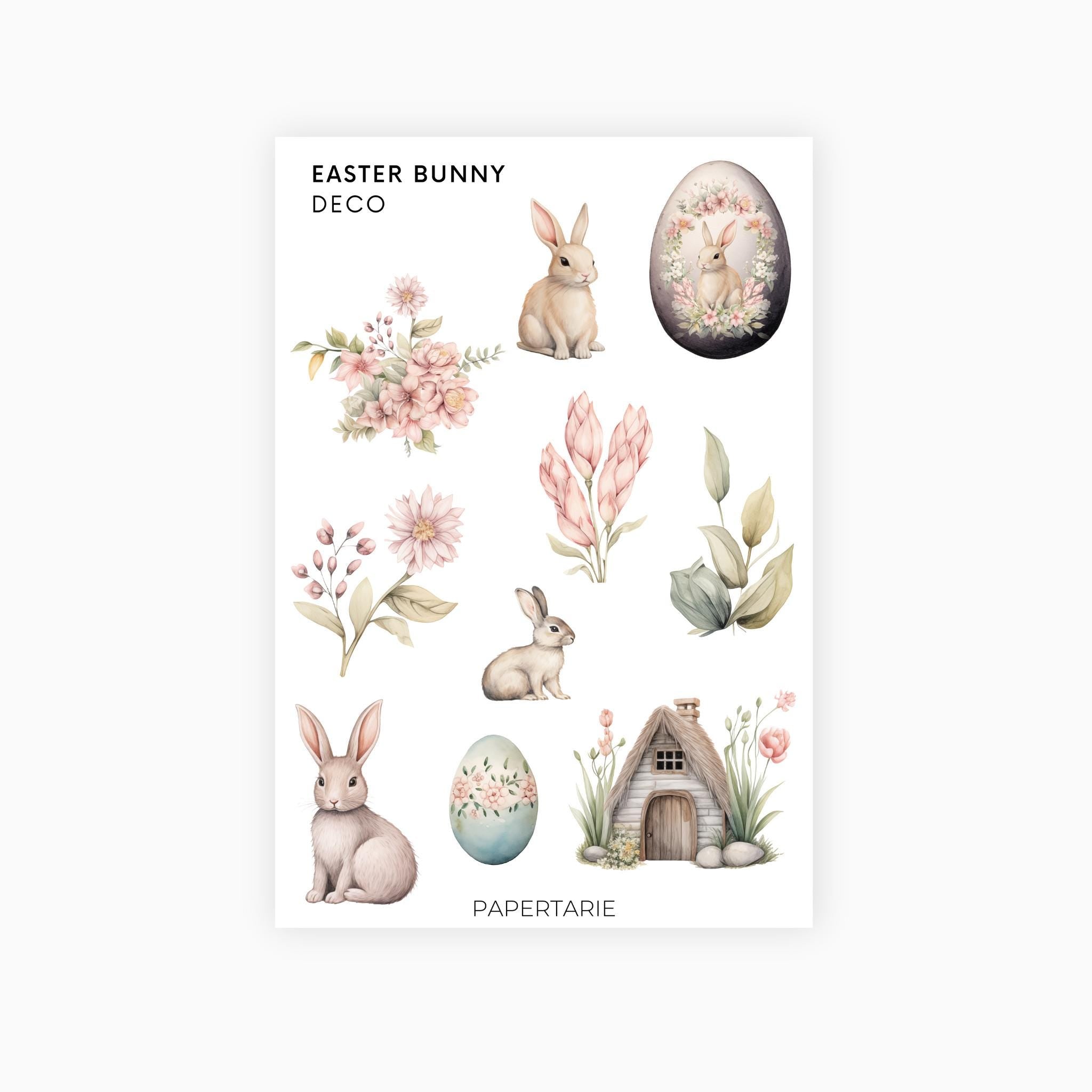 Deco Planner Stickers | Easter Bunny | Standard Sheet | Transparent | Matte | Gloss | Planner Stickers