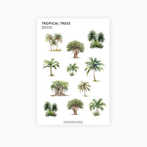 Deco Planner Stickers | Tropical Trees | Standard Sheet | Transparent | Matte | Glossy | Botanical Planner Stickers | Florals
