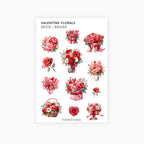 Deco Planner Stickers | Valentine's Florals | Two Options | Standard Sheet | Transparent | Matte | Glossy | Planner Stickers