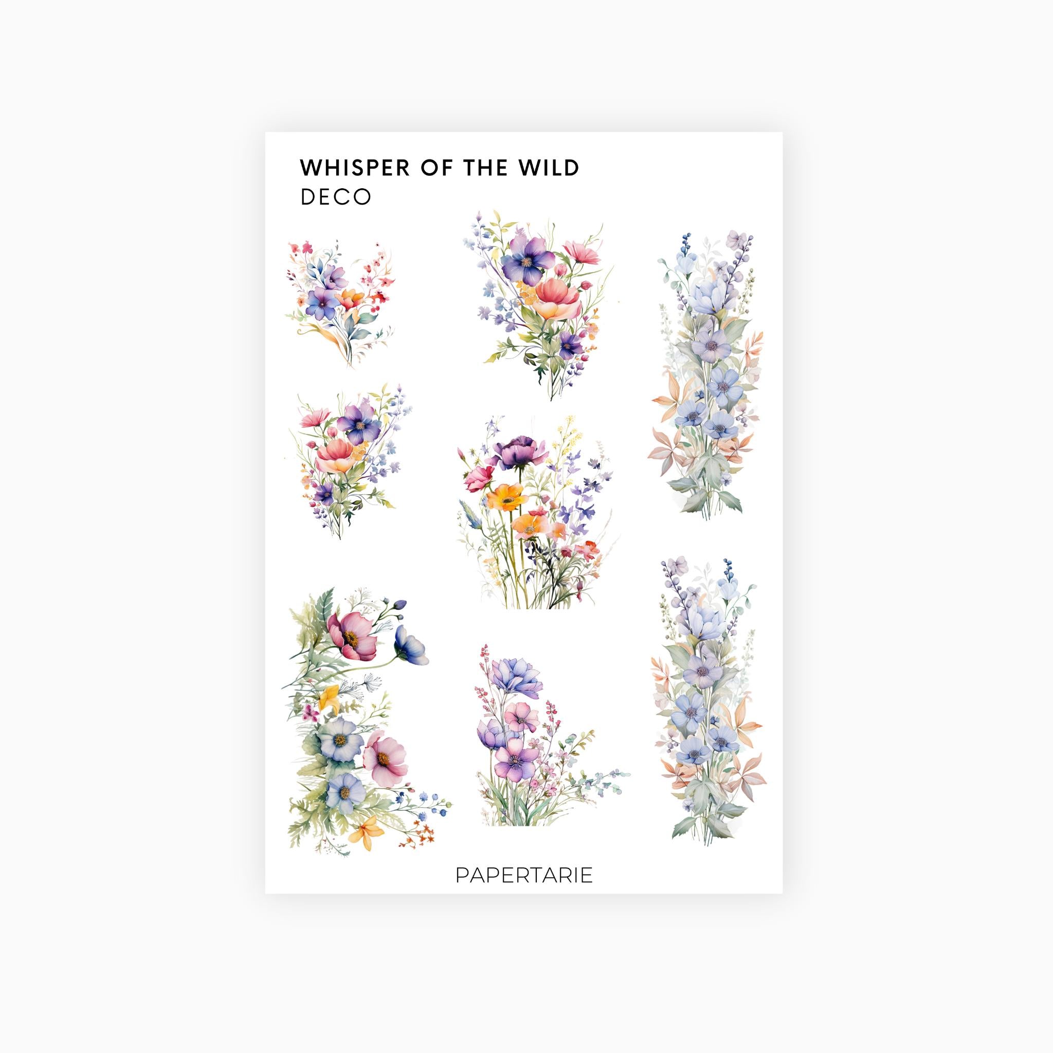 Deco Planner Stickers | Whisper of the Wild | Standard Sheet | Transparent | Matte | Glossy | Planner Stickers | Florals | Botanical