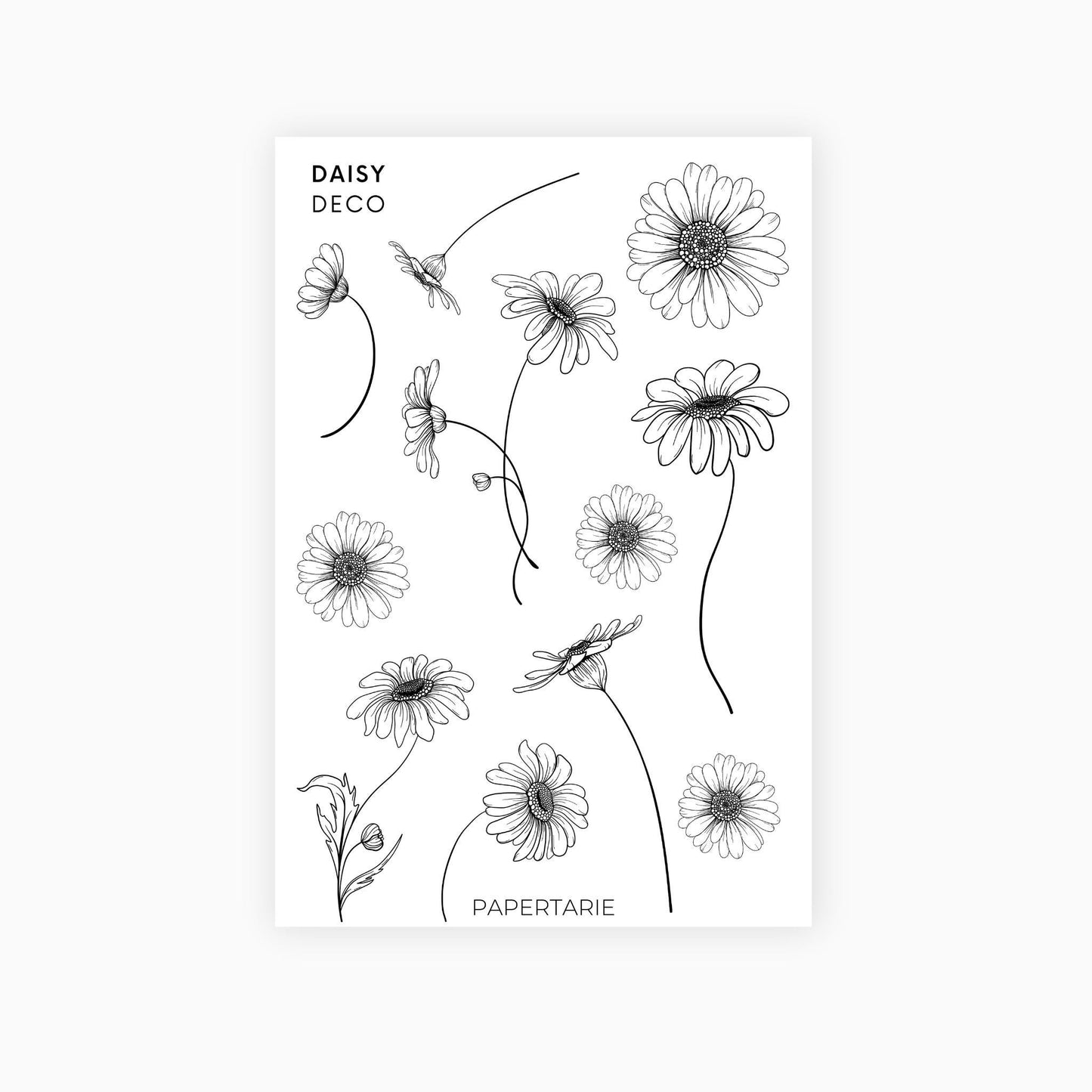 Line Art Stickers | Daisy | Transparent | Matte | Glossy | Standard Size | Planner | Journal | Planner Stickers