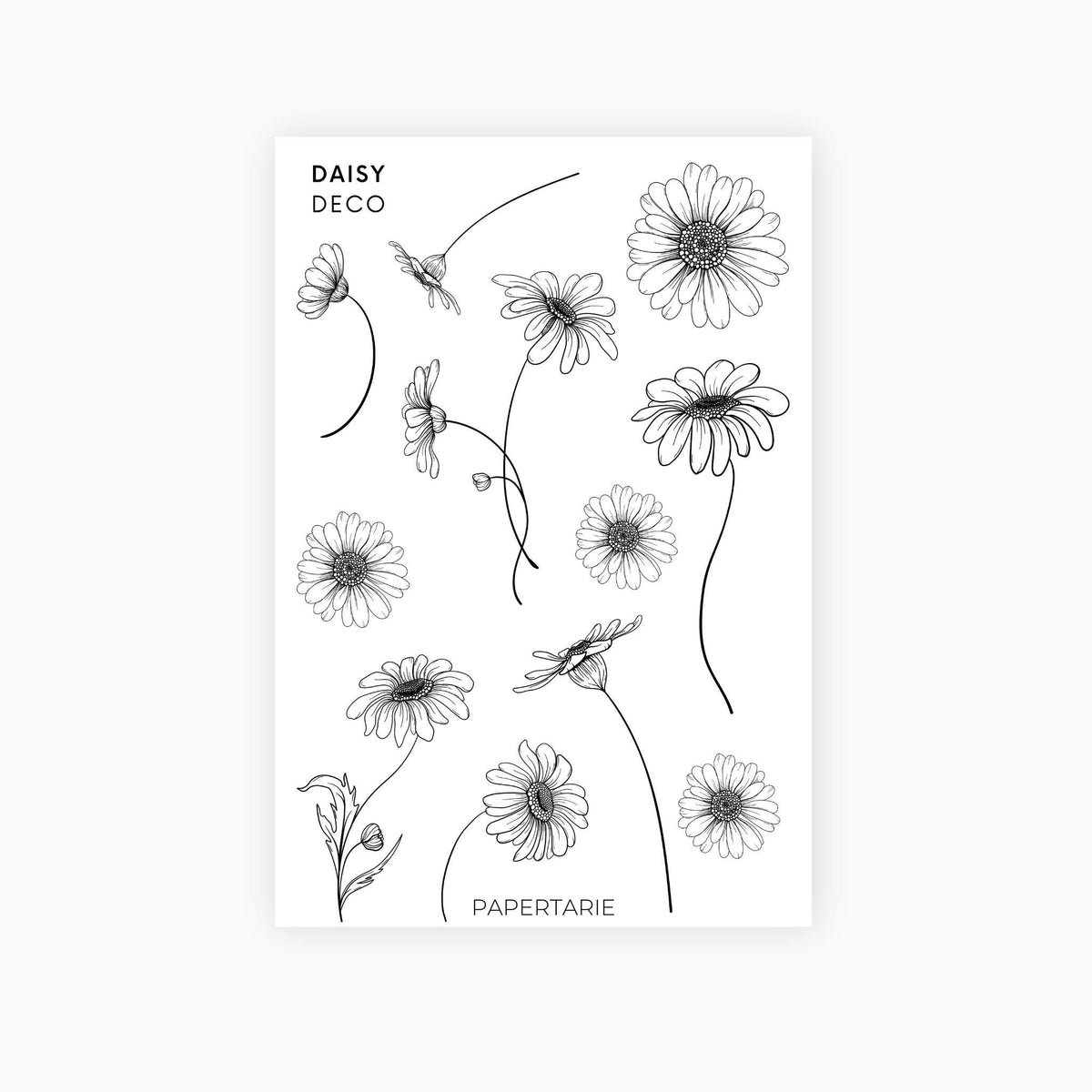 Line Art Stickers | Daisy | Transparent | Matte | Glossy | Standard Size | Planner | Journal | Planner Stickers