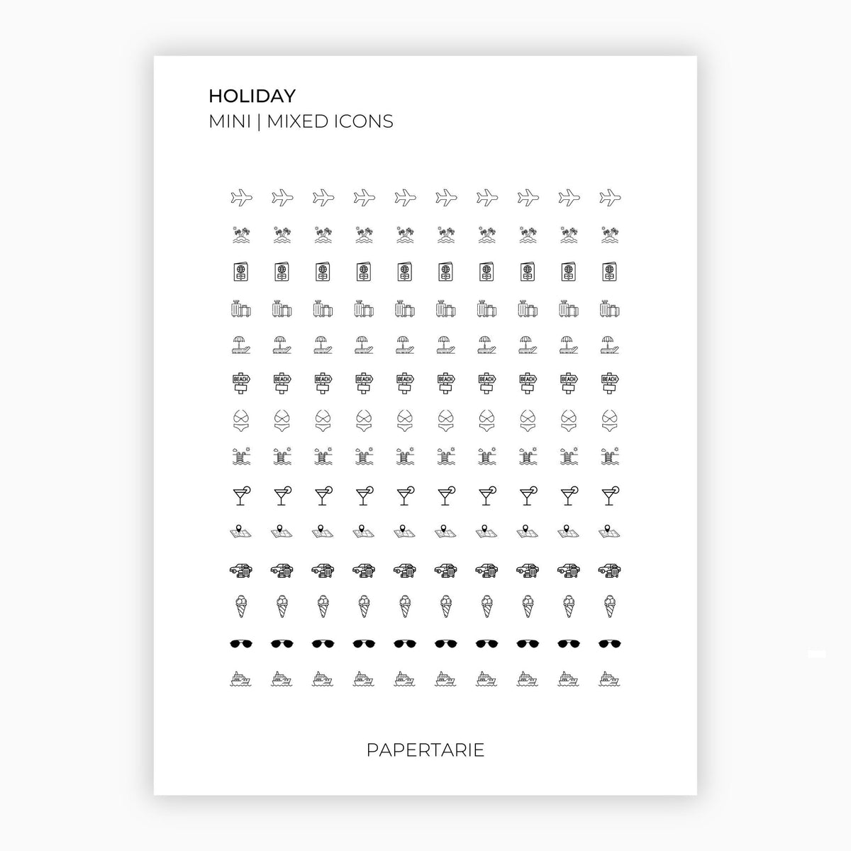 Mixed Holiday Icons | Holiday Stickers | Mini Icon Stickers | Transparent | Matte | Glossyy | Large Size Sheet