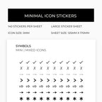 Mixed Symbol Icons | Symbol Stickers | Mini Icon Stickers | Transparent | Matte | Glossy | Large Size Sheet