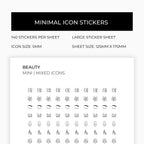 Mixed Beauty and Wellbeing Icons | Beauty Stickers | Mini Icon Stickers | Transparent | Matte | Glossy | Large Size Sheet