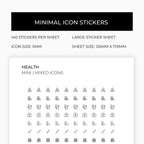 Mixed Health Icons | Health Stickers | Mini Icon Stickers | Transparent | Matte | Glossy | Large Size Sheet