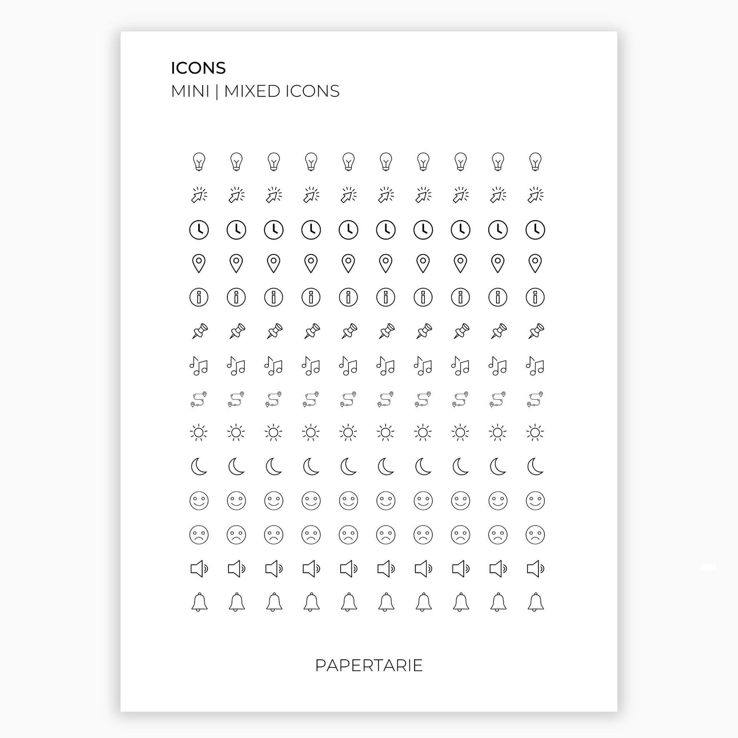 Mixed Planner Icons | Icon Stickers | Mini Icon Stickers | Transparent | Matte | Glossy | Large Size Sheet