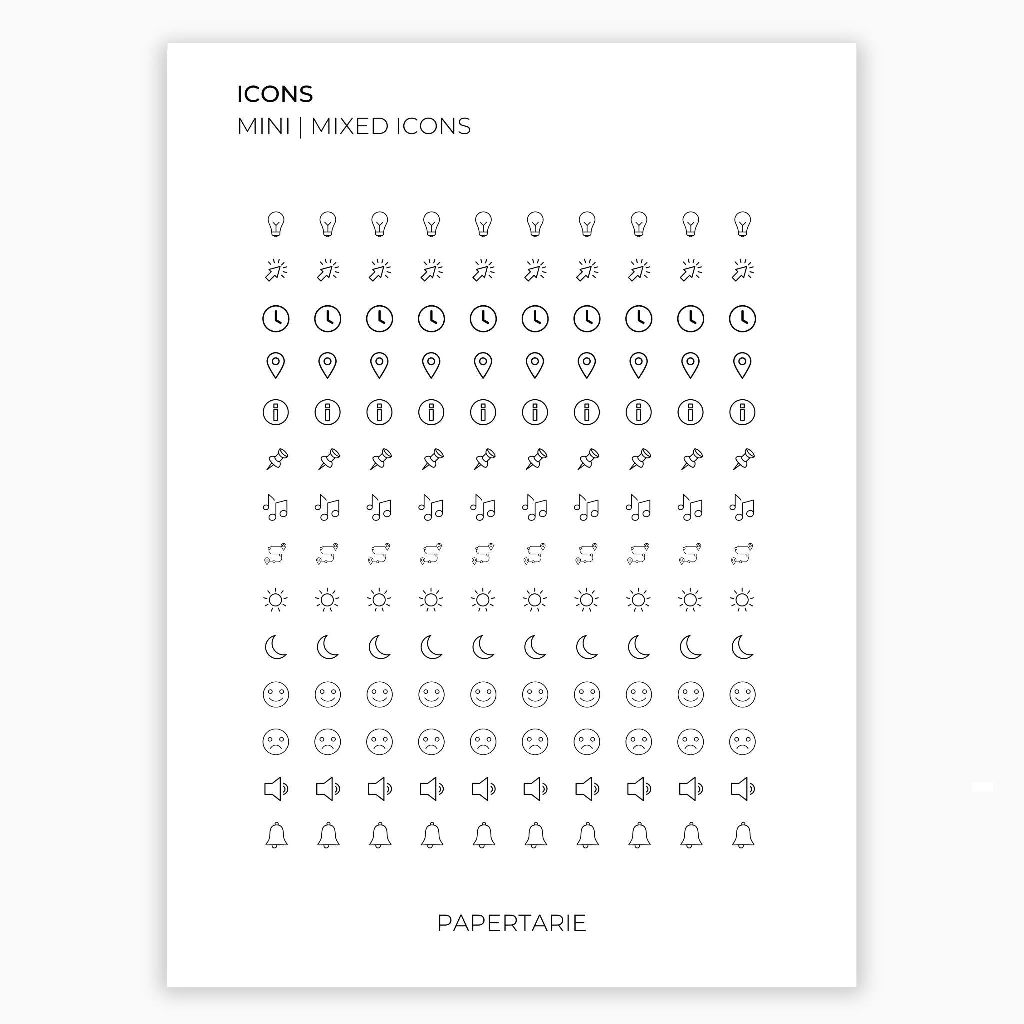 Mixed Planner Icons | Icon Stickers | Mini Icon Stickers | Transparent | Matte | Glossy | Large Size Sheet