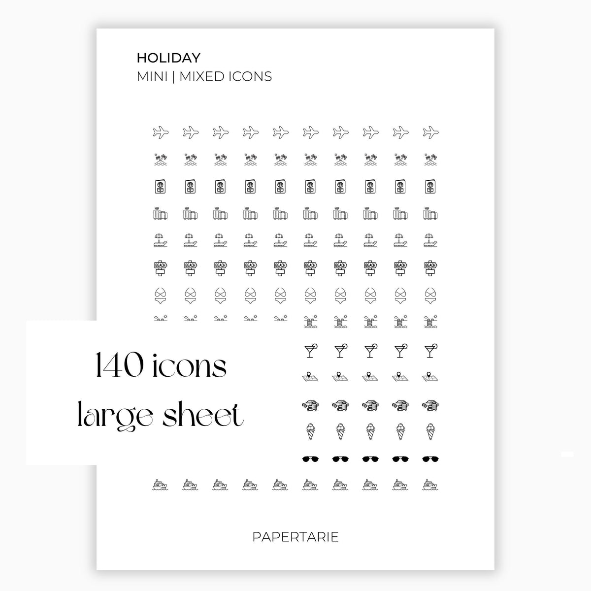 Mixed Holiday Icons | Holiday Stickers | Mini Icon Stickers | Transparent | Matte | Glossyy | Large Size Sheet