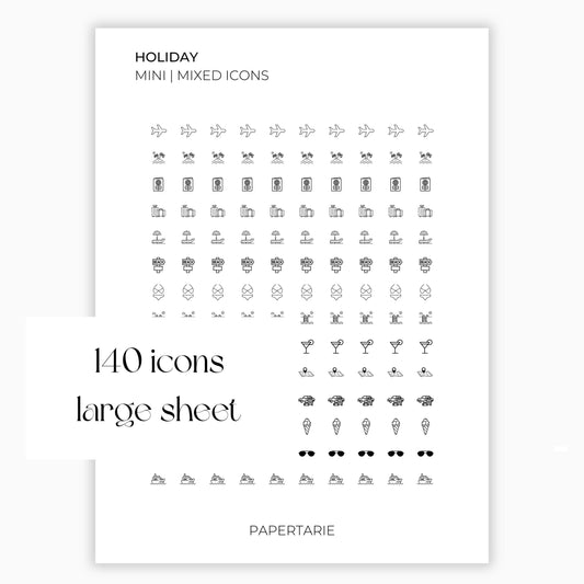 Mixed Holiday Icons | Holiday Stickers | Mini Icon Stickers | Transparent | Matte | Glossyy | Large Size Sheet