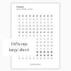 Mixed Finance Icons | Finance Stickers | Mini Icon Stickers | Transparent | Matte | Glossy | Large Size Sheet