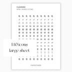 Mixed Cleaning Icons | Cleaning Stickers | Mini Icon Stickers | Transparent | Matte | Glossy | Large Size Sheet