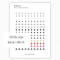 Mixed Symbol Icons | Symbol Stickers | Mini Icon Stickers | Transparent | Matte | Glossy | Large Size Sheet