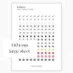 Mixed Symbol Icons | Symbol Stickers | Mini Icon Stickers | Transparent | Matte | Glossy | Large Size Sheet