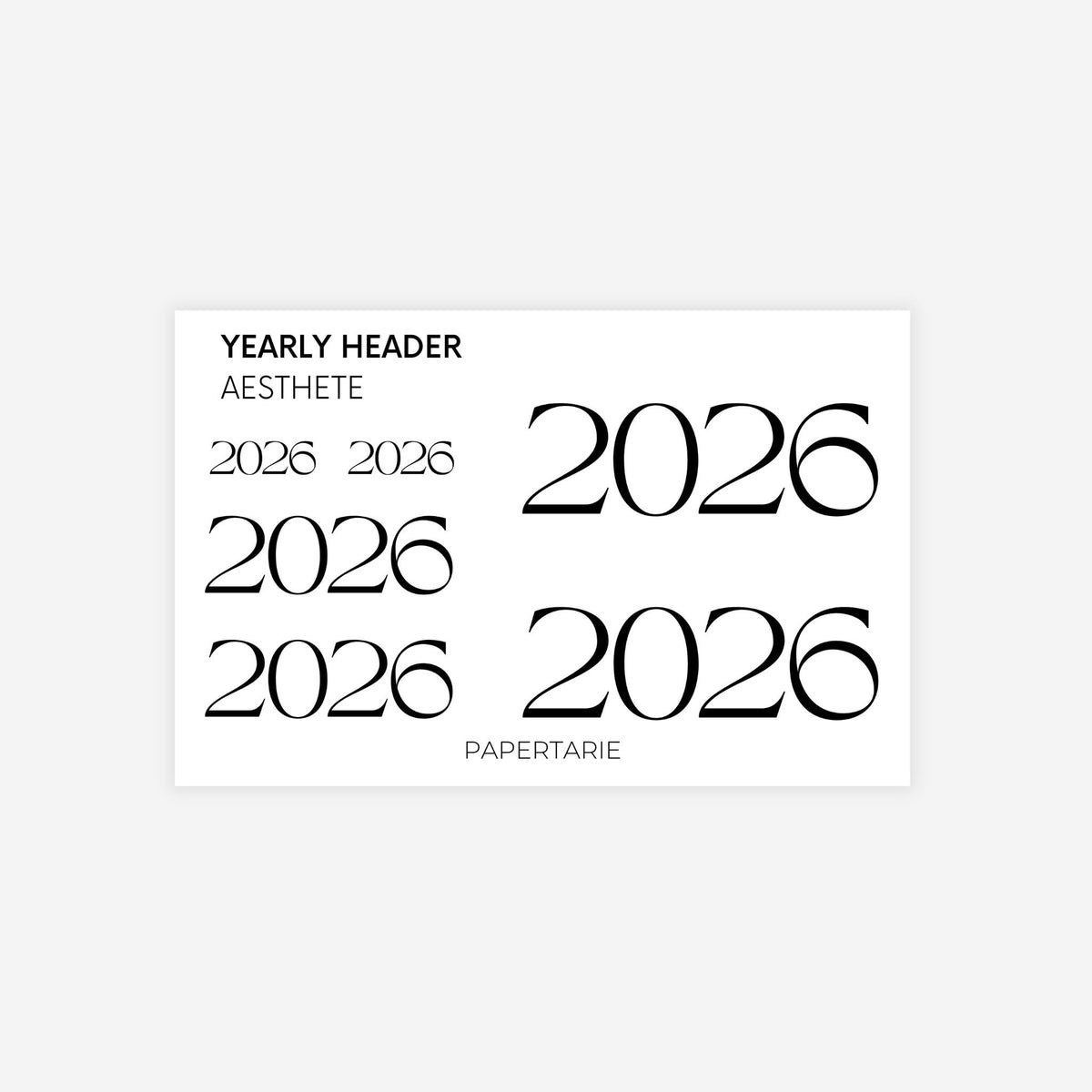 Yearly Headers Stickers | 2026 | Functional Stickers | Transparent | Standard Size | Matte | Gloss