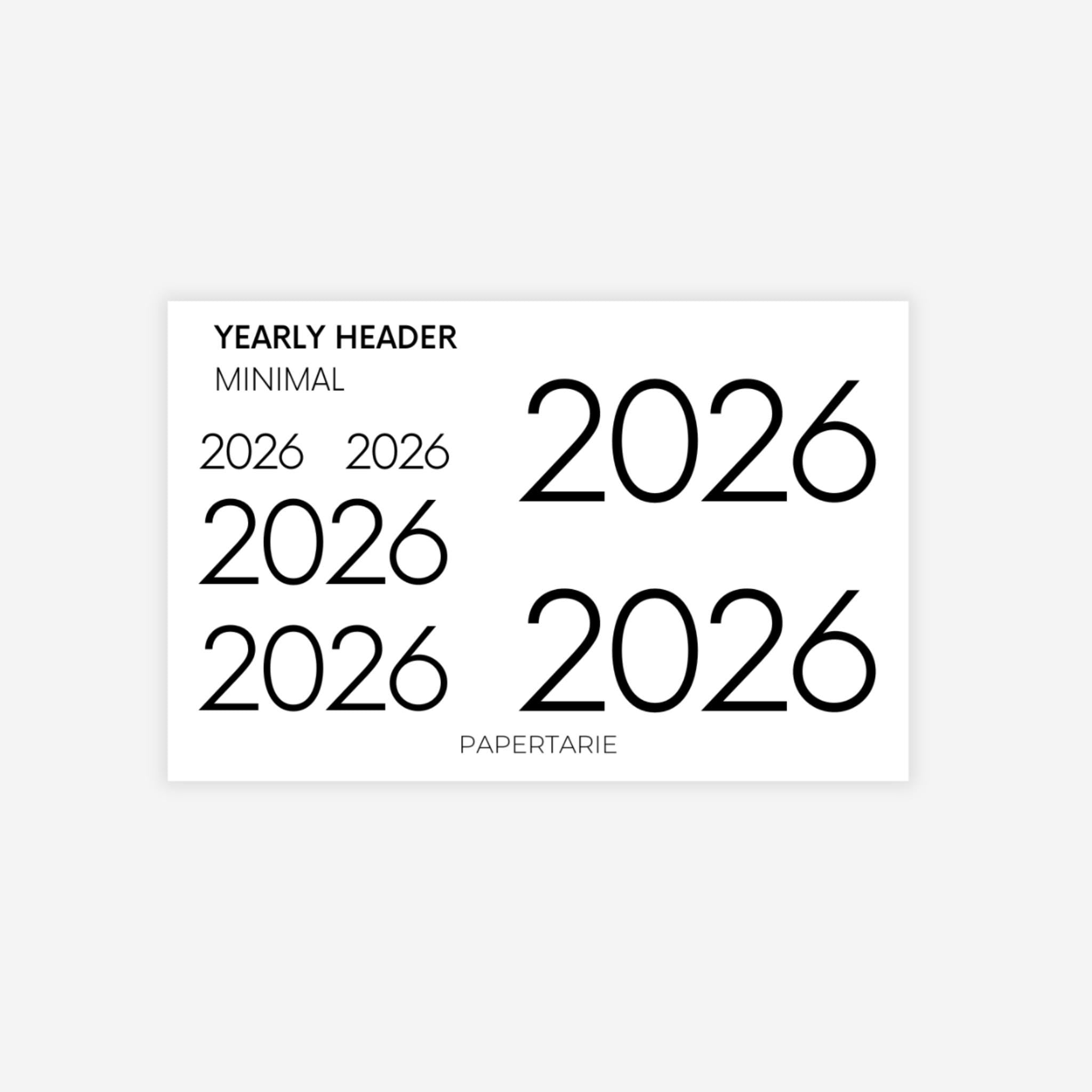 Yearly Headers Stickers | 2026 | Functional Stickers | Transparent | Standard Size | Matte | Gloss