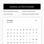 Mini Letter Stickers | Journaling Stickers | Transparent | Minimal | Stickers | Large Sheet | Matte | Glossy | Hobonichi