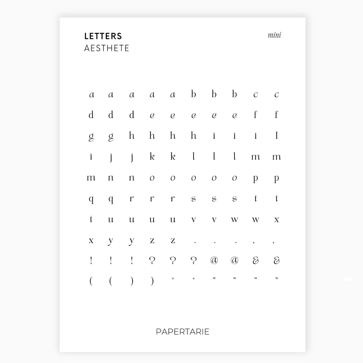 Mini Letter Stickers | Journaling Stickers | Transparent | Minimal | Stickers | Large Sheet | Matte | Glossy | Hobonichi