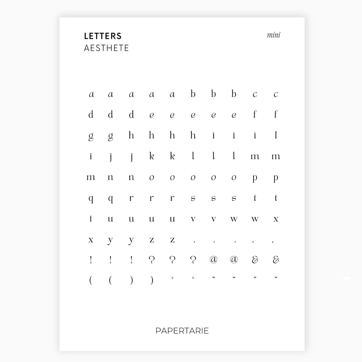 Mini Letter Stickers | Journaling Stickers | Transparent | Minimal | Stickers | Large Sheet | Matte | Glossy | Hobonichi
