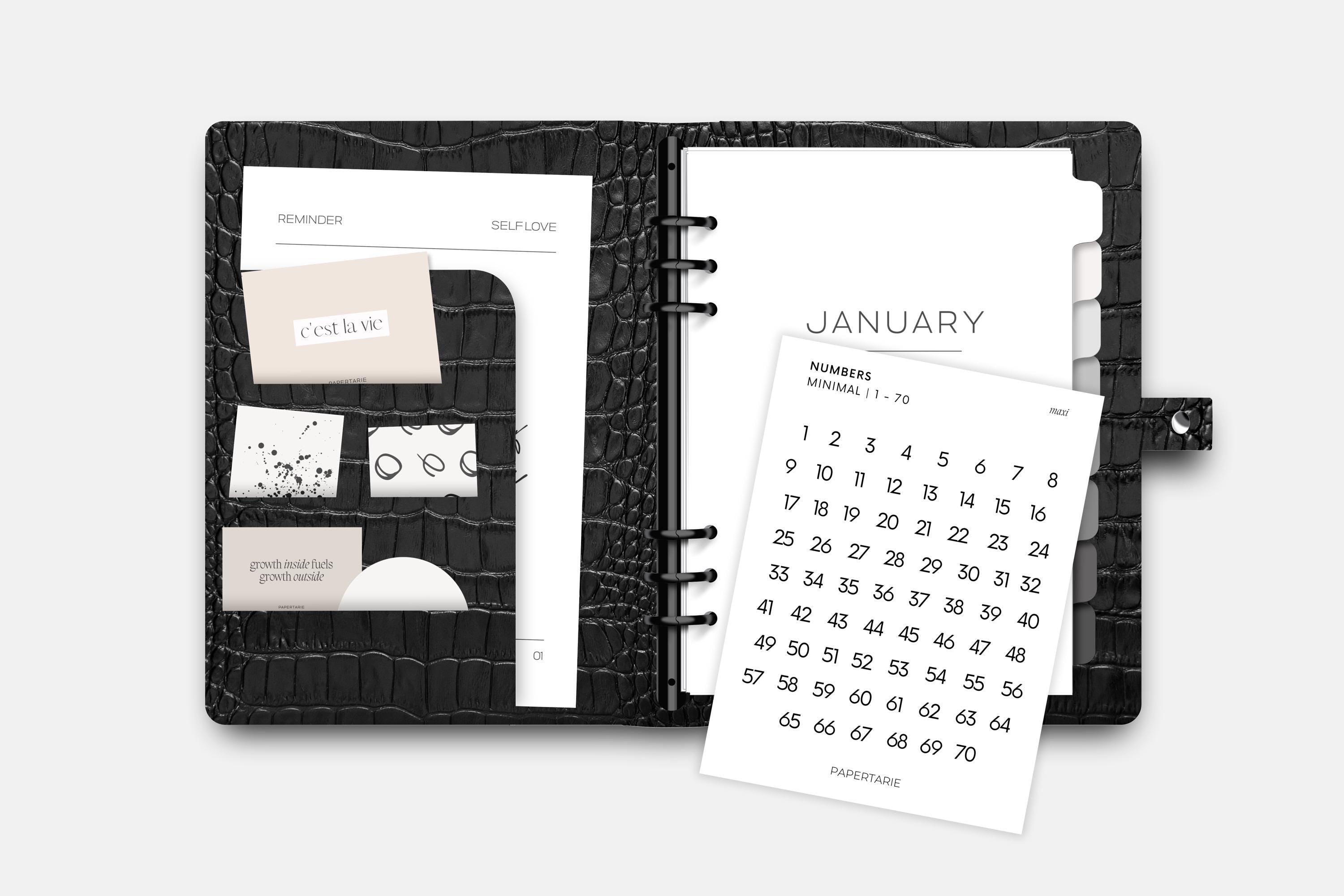 Maxi Number Stickers | Journaling Stickers | Transparent | Minimal | Stickers | Numbers| Large Sheet | Matte | Glossy | Hobonichi