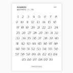 Maxi Number Stickers | Journaling Stickers | Transparent | Minimal | Stickers | Numbers| Large Sheet | Matte | Glossy | Hobonichi