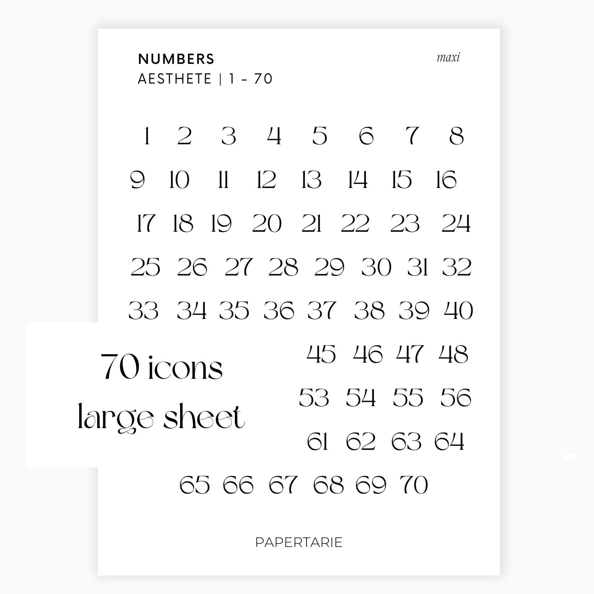 Maxi Number Stickers | Journaling Stickers | Transparent | Minimal | Stickers | Numbers| Large Sheet | Matte | Glossy | Hobonichi