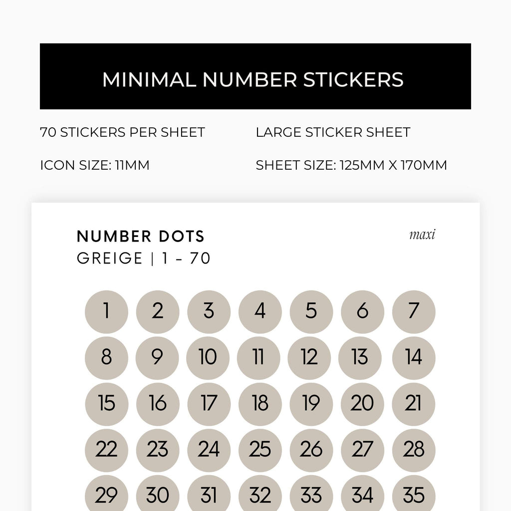 Maxi Number Dots | Shape Stickers | Transparent | Matte | Glossy | Large Size | Options