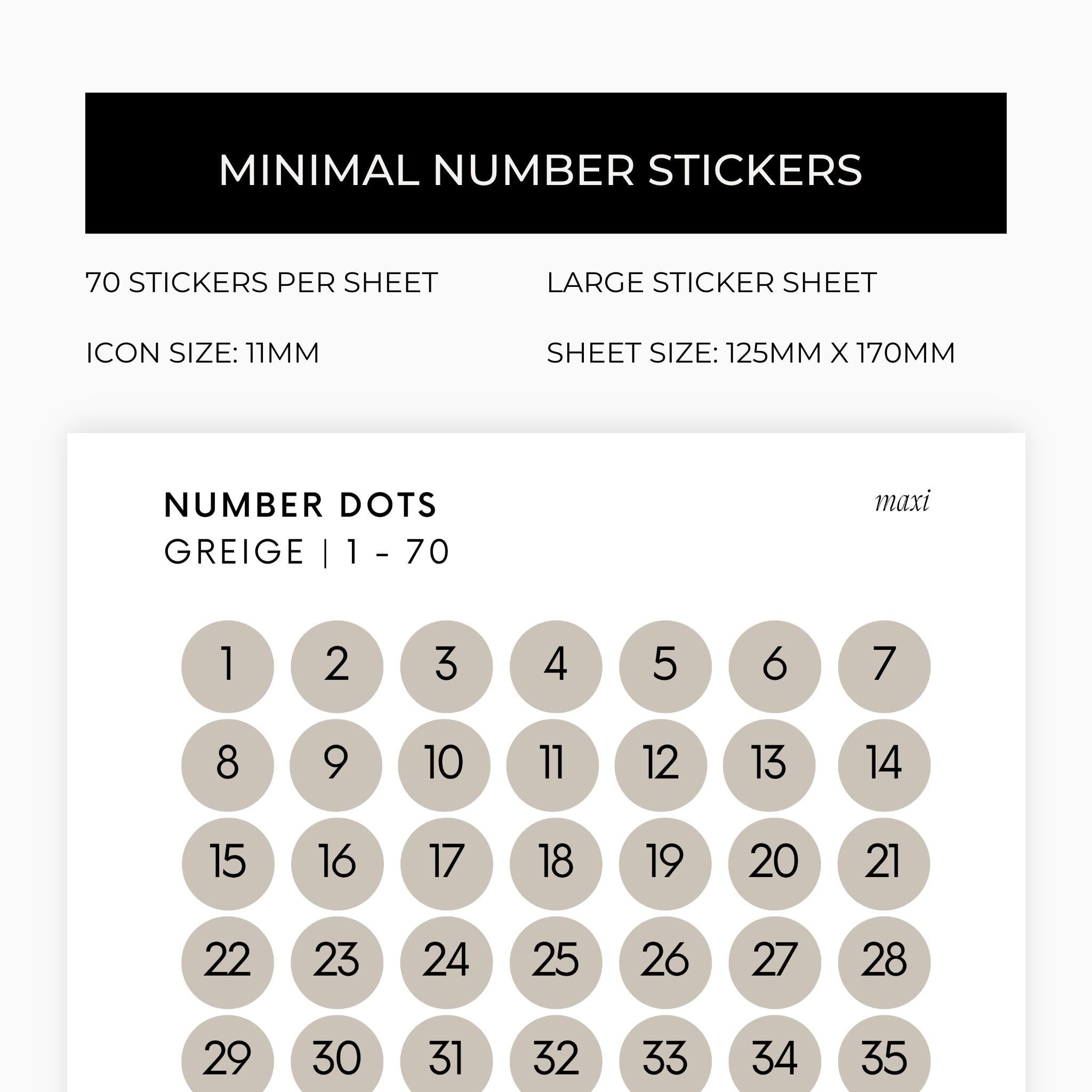Maxi Number Dots | Shape Stickers | Transparent | Matte | Glossy | Large Size | Options