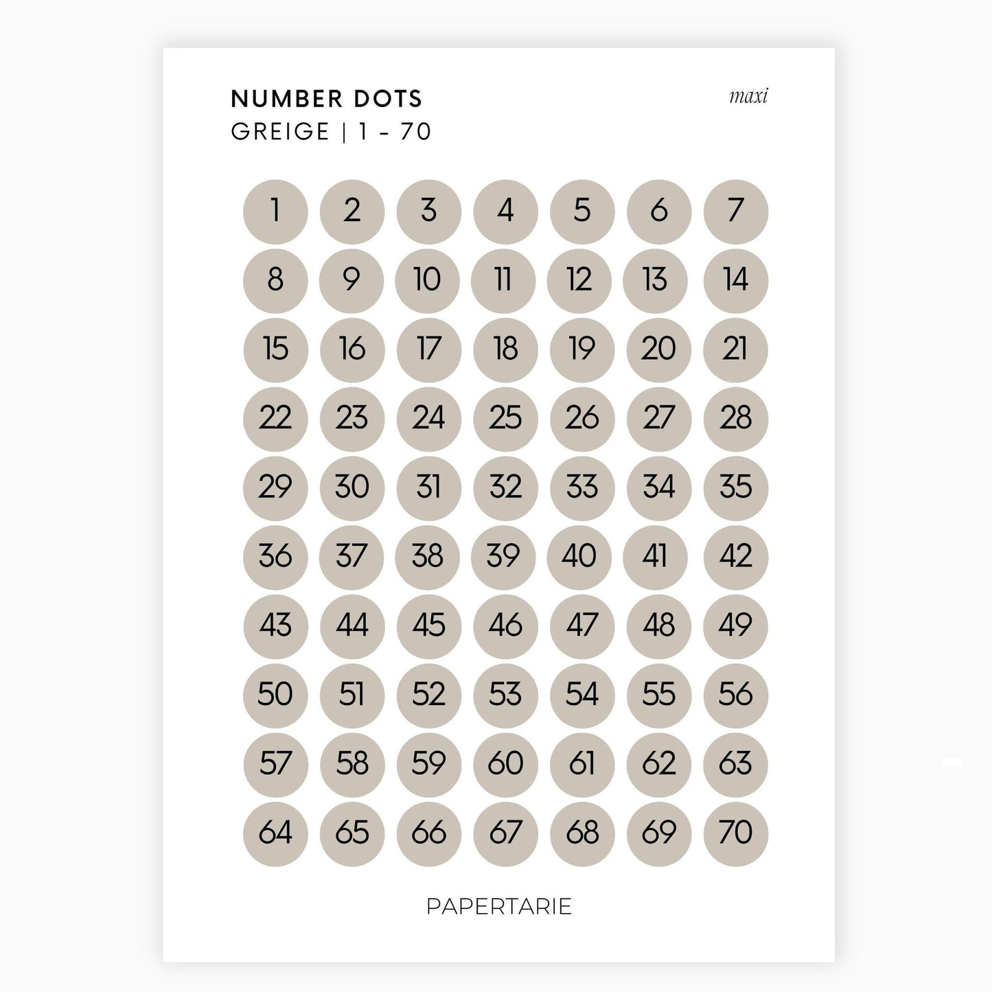 Maxi Number Dots | Shape Stickers | Transparent | Matte | Glossy | Large Size | Options