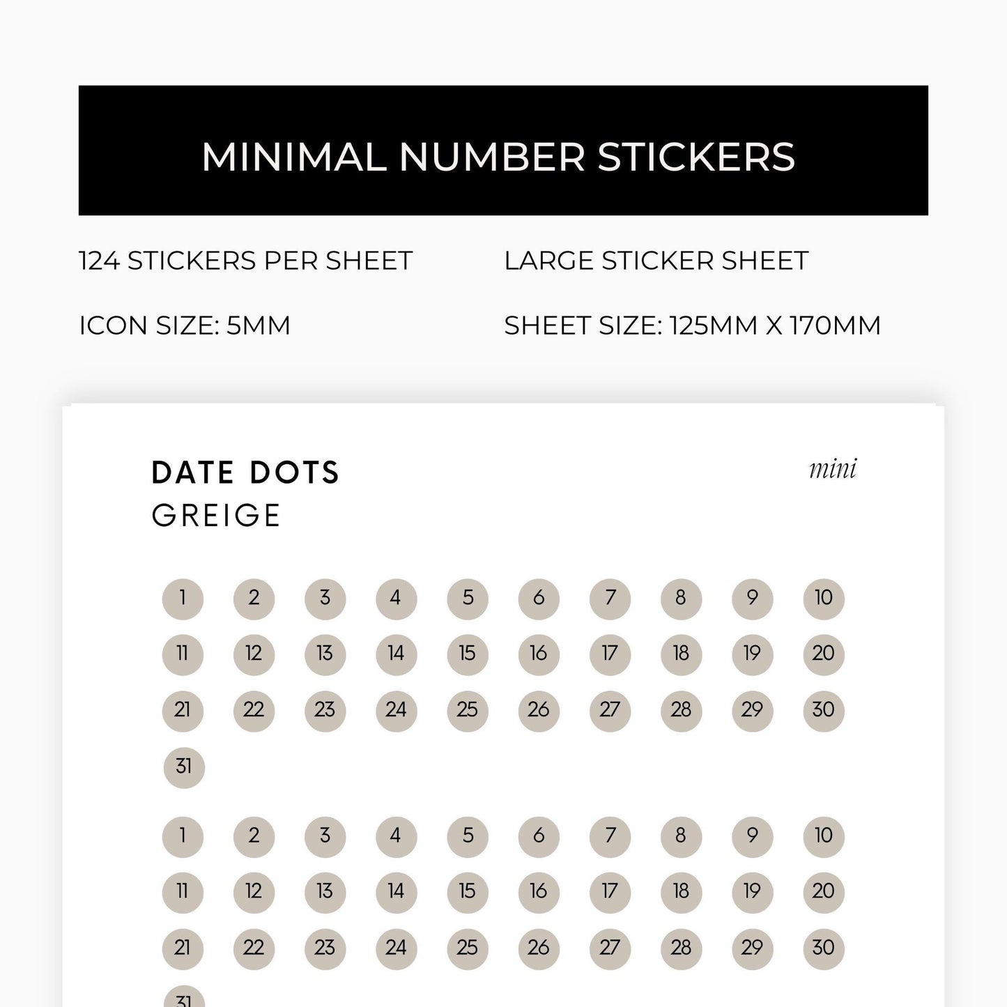 Mini Date Dots | Four Months | Shape Stickers | Transparent | Matte | Glossy | Large Size | Options