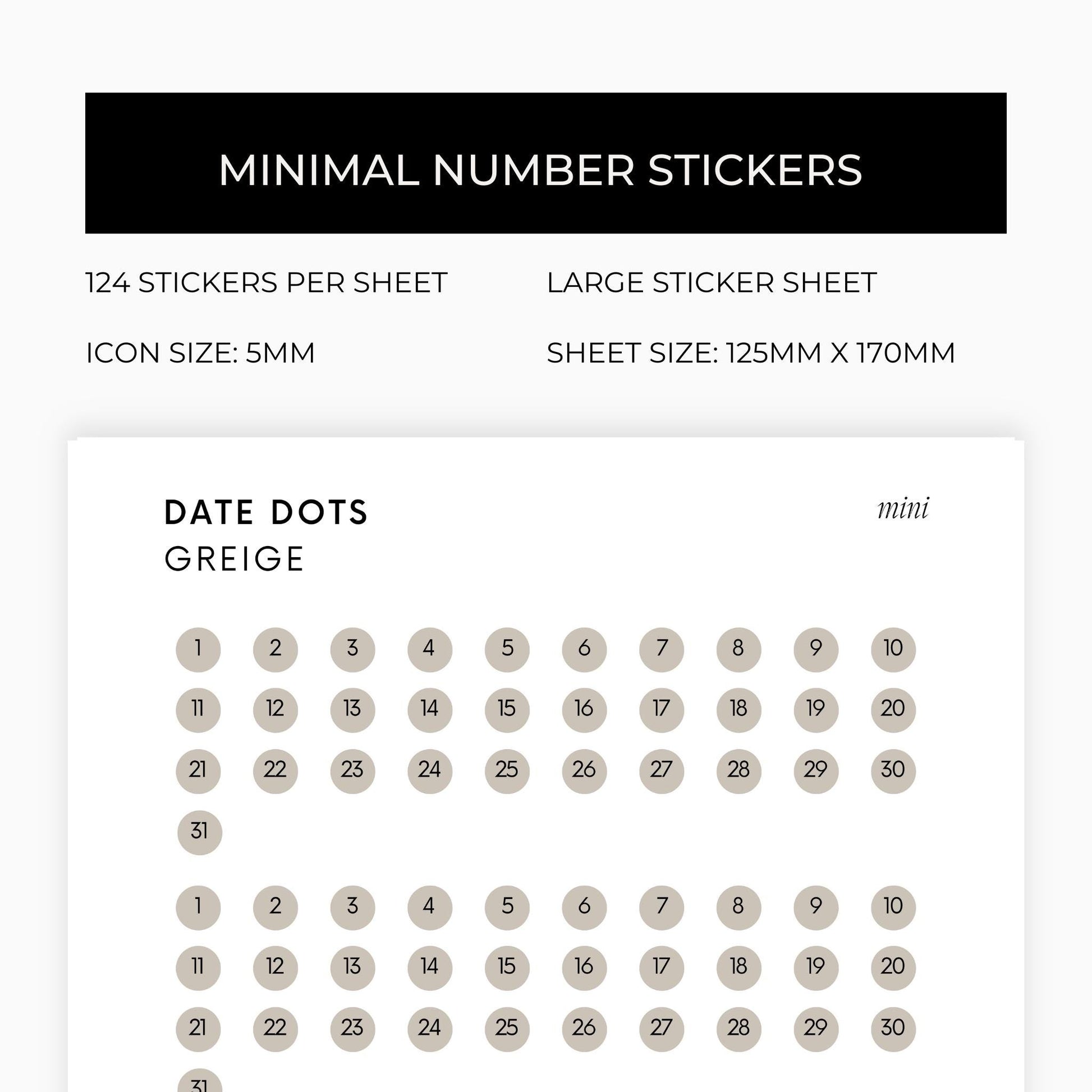 Mini Date Dots | Four Months | Shape Stickers | Transparent | Matte | Glossy | Large Size | Options