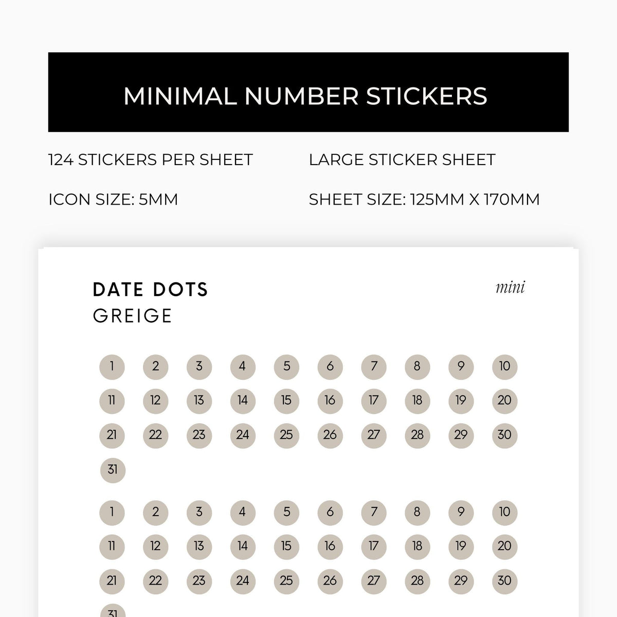 Mini Date Dots | Four Months | Shape Stickers | Transparent | Matte | Glossy | Large Size | Options