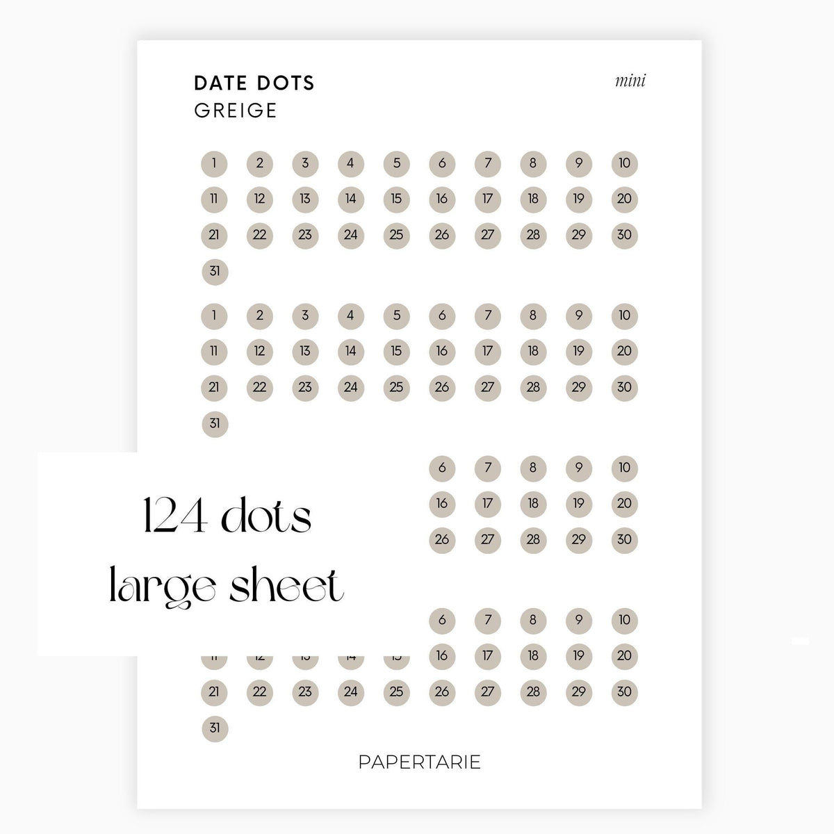 Mini Date Dots | Four Months | Shape Stickers | Transparent | Matte | Glossy | Large Size | Options