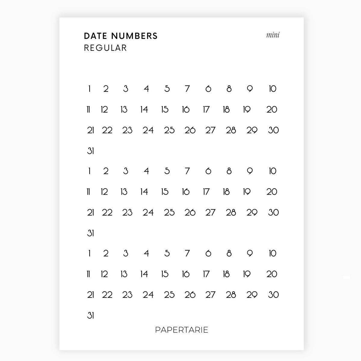 Mini Date Number Stickers | 3 Months | Transparent | Minimal | Stickers | Numbers| Large Sheet | Matte | Glossy | Hobonichi