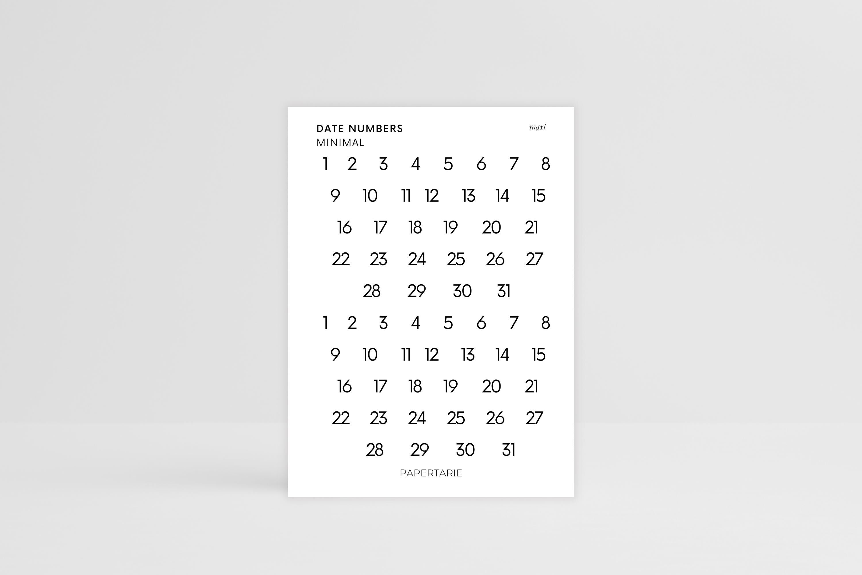 Maxi Date Number Stickers | 2 Months | Transparent | Minimal | Stickers | Numbers| Large Sheet | Matte | Glossy | Hobonichi