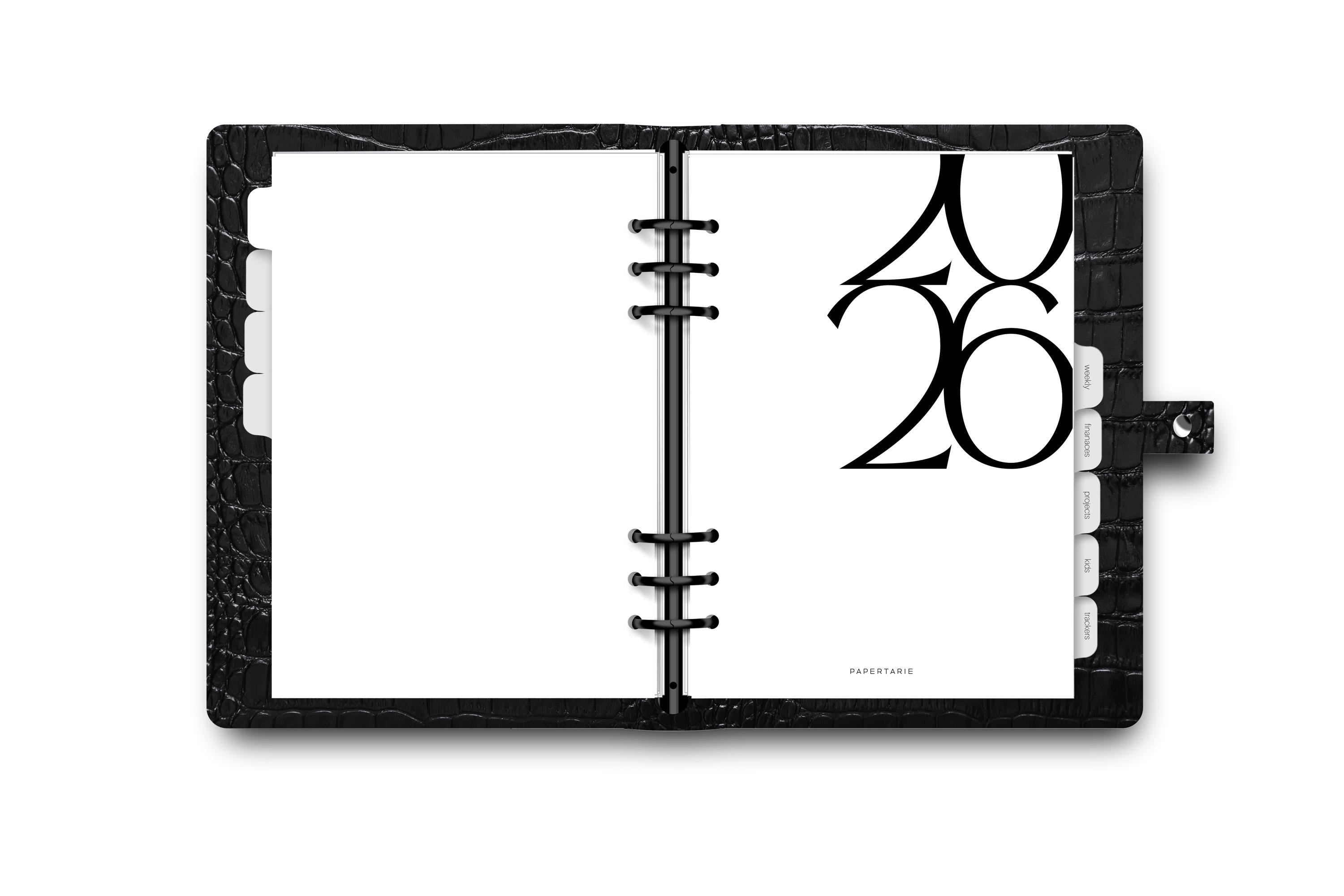 Printed | Planner Dashboard | Large Numeral | 2024 | A5, A6, Personal, Pocket | Minimal | Premium Card Stock or Vellum