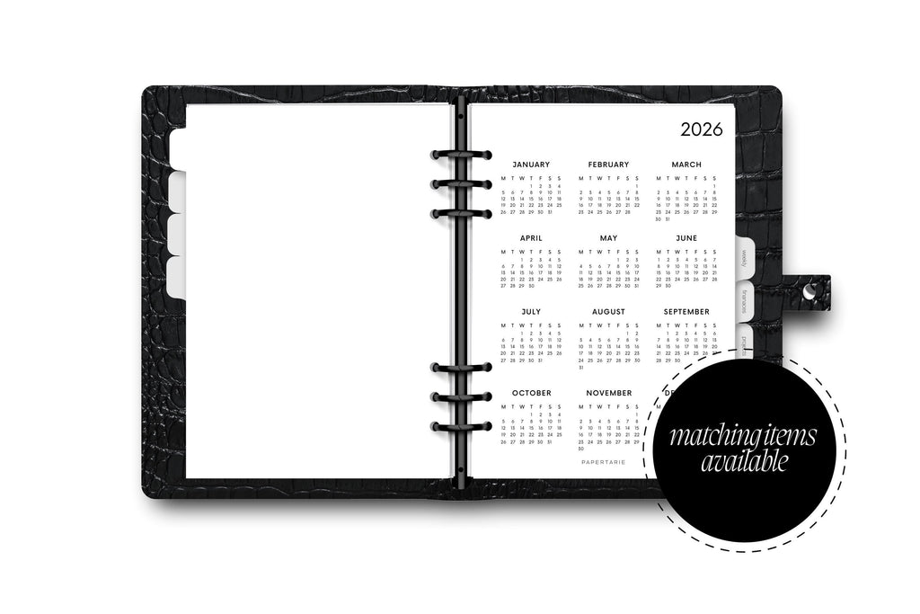 Printed | Planner Insert | 2026 Calendar 1 | Minimal | A5 | Personal | A6 Size | Two Options | Matching Items