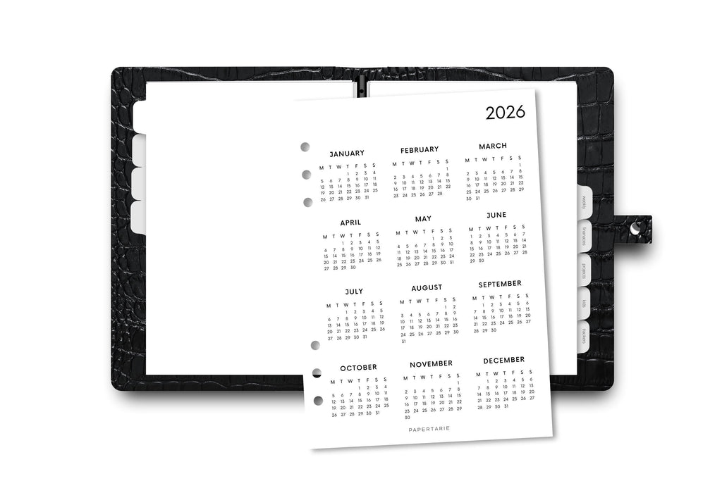 Printed | Planner Insert | 2026 Calendar 1 | Minimal | A5 | Personal | A6 Size | Two Options | Matching Items