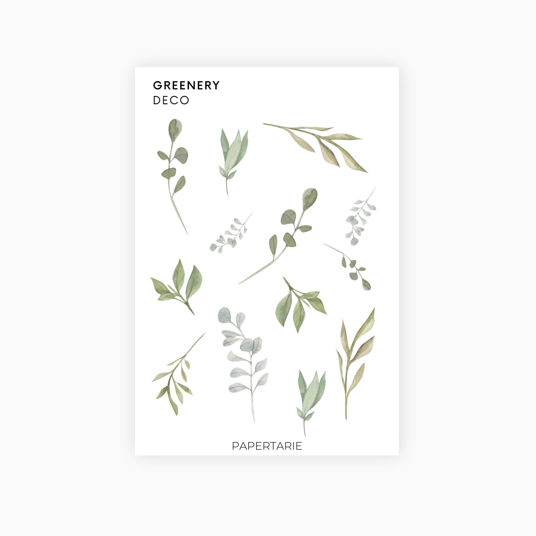 Deco Planner Stickers | Greenery | Standard Sheet | Transparent Matte | Botanical Planner Stickers