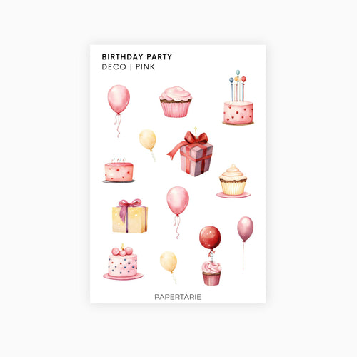 Deco Planner Stickers | Birthday Party | Options | Standard Sheet | Transparent | Planner Stickers