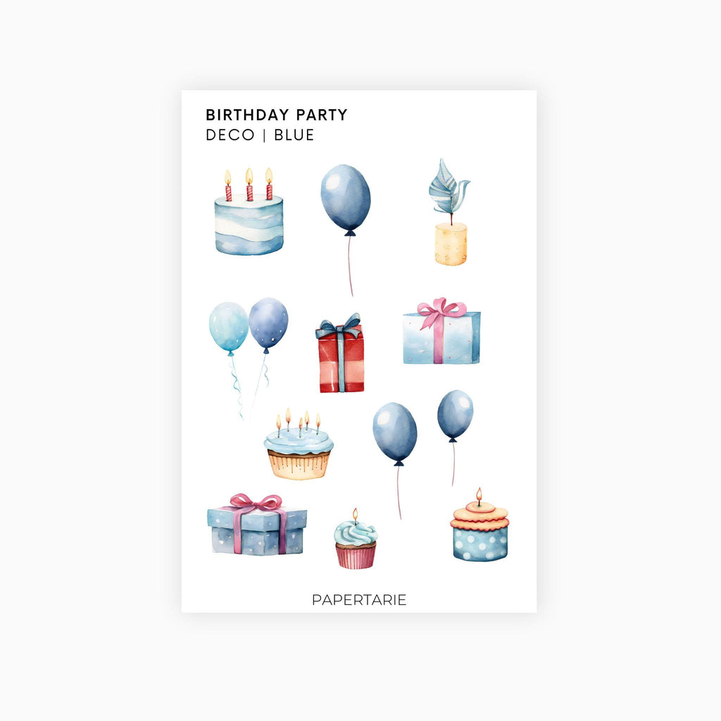 Deco Planner Stickers | Birthday Party | Options | Standard Sheet | Transparent | Planner Stickers