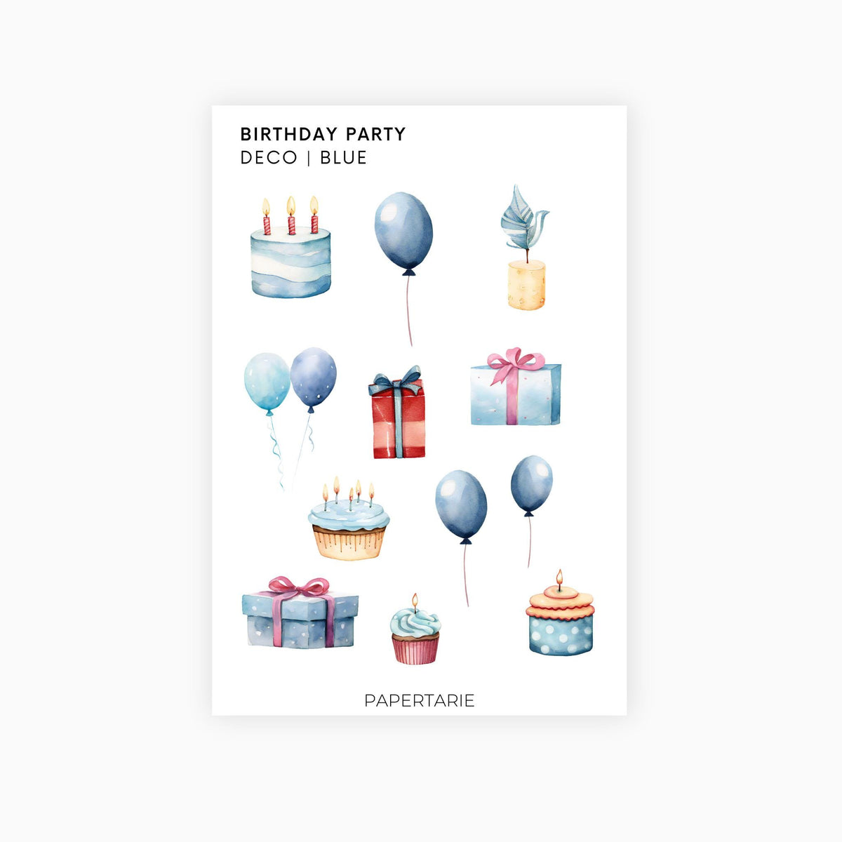 Deco Planner Stickers | Birthday Party | Options | Standard Sheet | Transparent | Planner Stickers