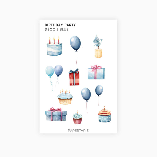 Deco Planner Stickers | Birthday Party | Options | Standard Sheet | Transparent | Planner Stickers