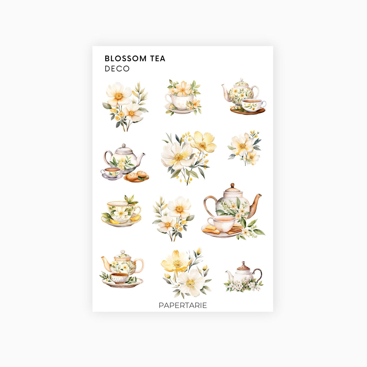 Deco Planner Stickers | Blossom Tea | Standard Sheet | Transparent | Matte | Glossy | Planner Stickers | Florals