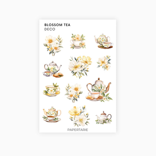 Deco Planner Stickers | Blossom Tea | Standard Sheet | Transparent | Matte | Glossy | Planner Stickers | Florals