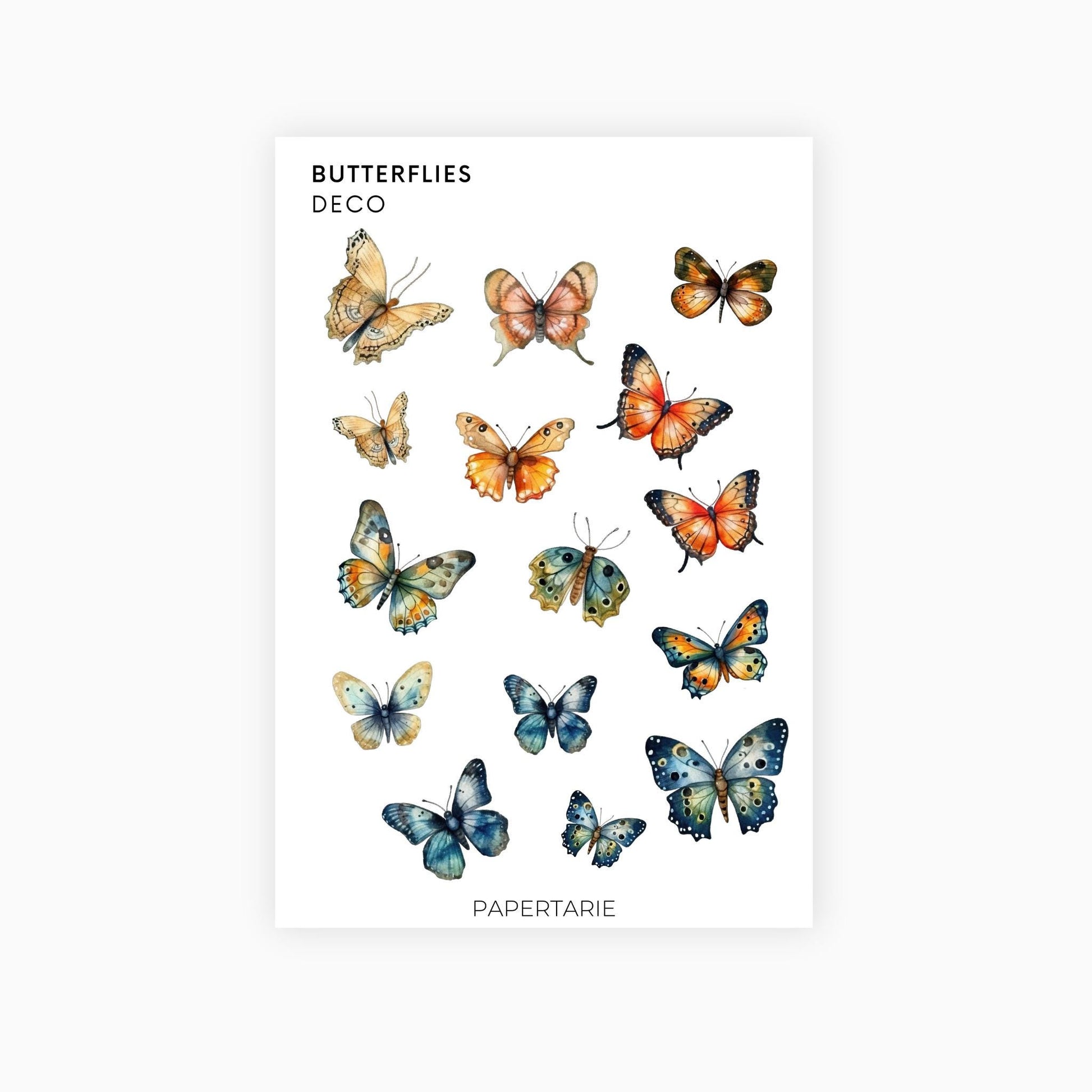 Deco Planner Stickers | Butterflies | Standard Sheet | Transparent | Matte | Glossy | Planner Stickers